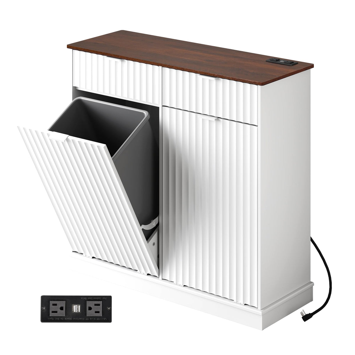 2*10 Gallon Double Tilt Out Trash Can Cabinet White L36147