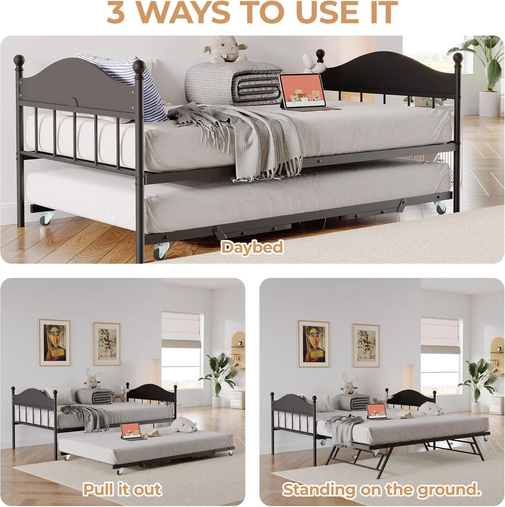 Black Daybed with Pop Up Trundle R5522