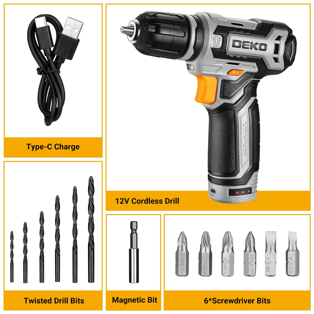 12V Cordless Drill Set with 3/8-inch Keyless Chuck V23118