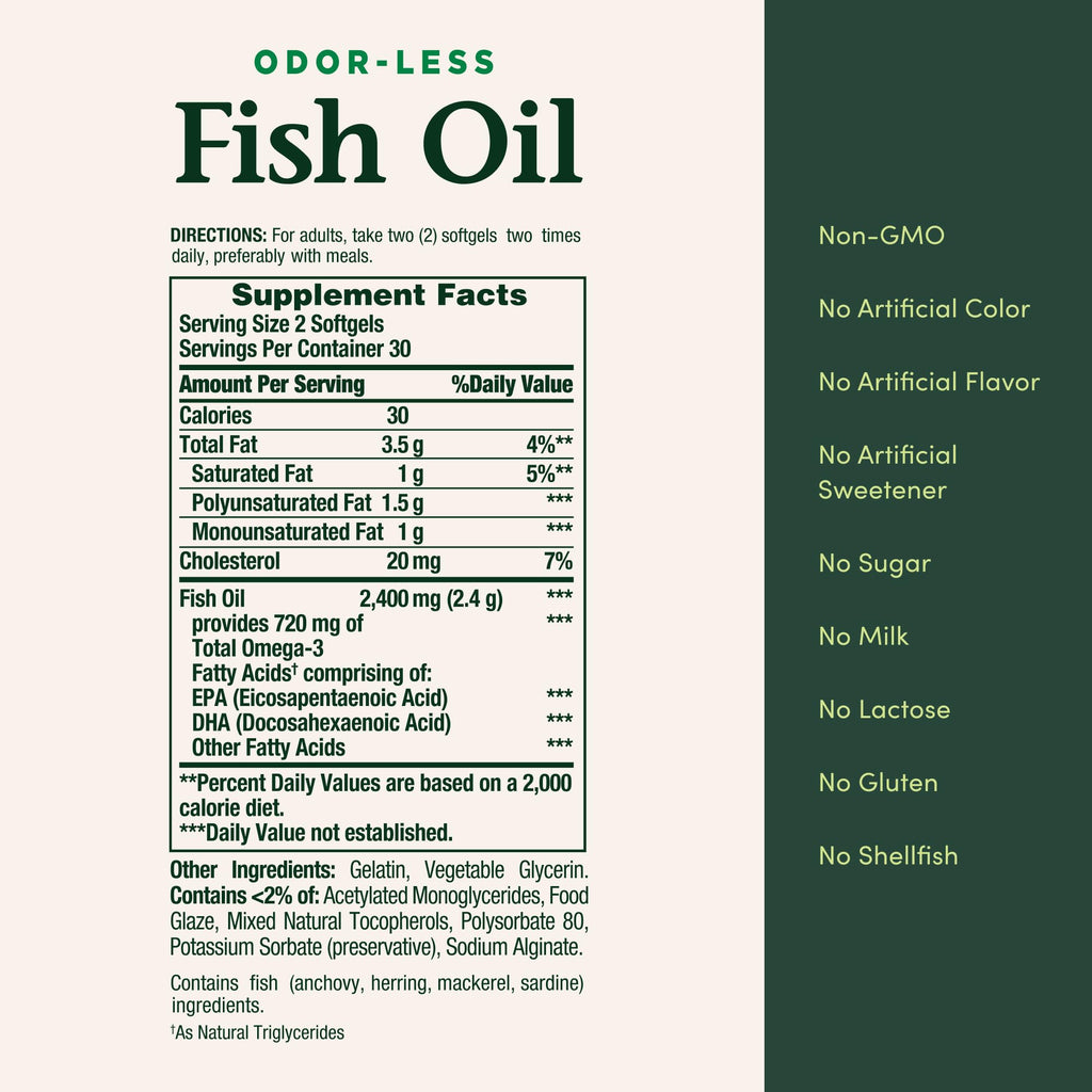 Fish Oil Omega 3 Supplements 1200mg 60 Softgels F381616