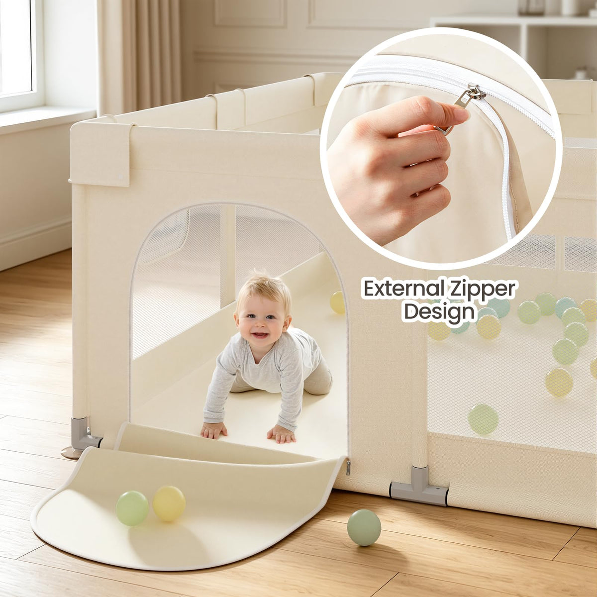 Beige Small Baby Playpen X1831