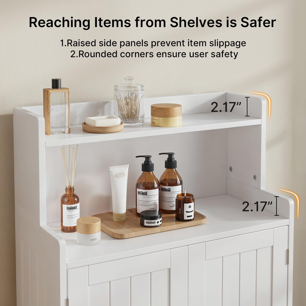 White Bathroom Storage Cabinet with 2 Adjustable Shelves A5116