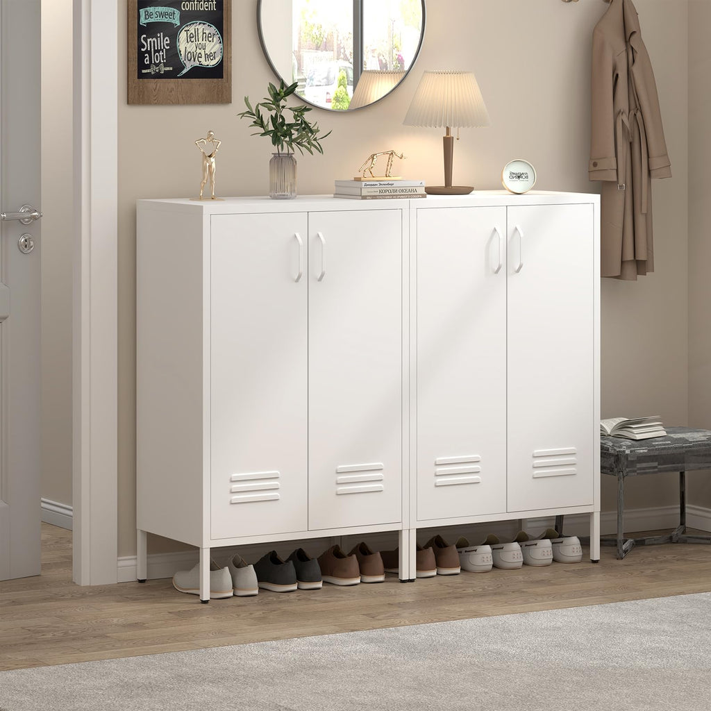 White 2 Door Metal Storage Cabinet with Shelves S20651