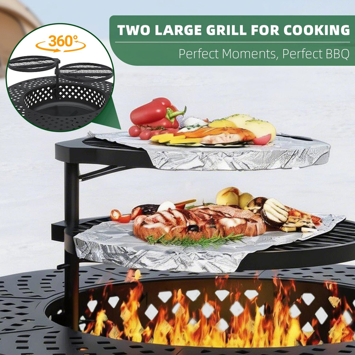 43 Inch Wood Burning Fire Pit with Lid L908