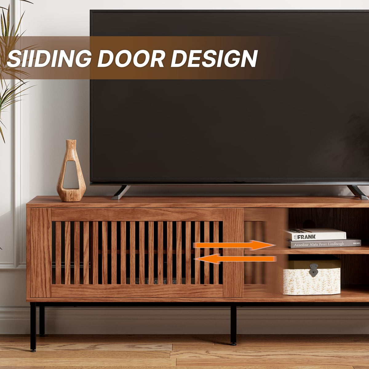Farmhouse TV Stand for 65-70 Inch TVs with Sliding Barn Door S7387
