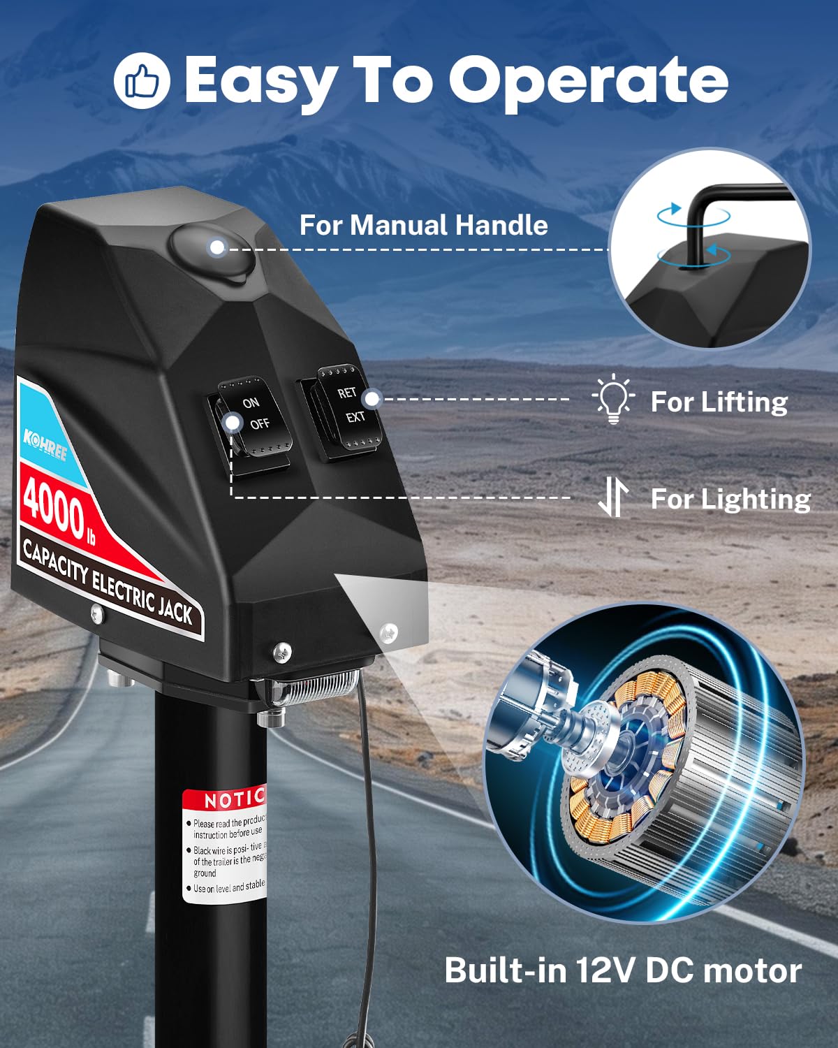Electric Trailer Jack 4000lbs A-Frame Z1605
