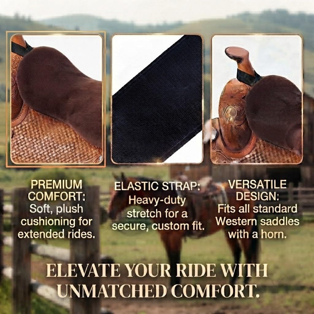 Brown Short Plush Horse Saddle Seat Cushion V7294