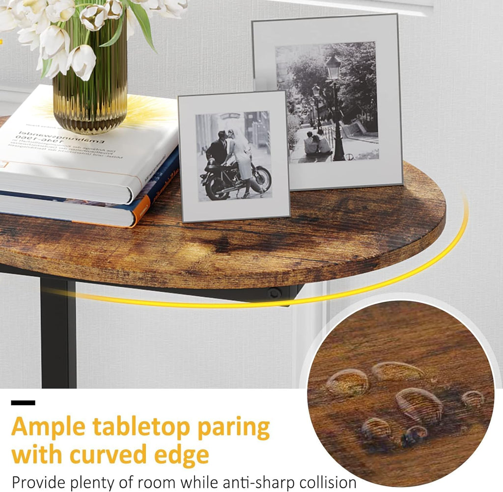Small C-Shaped Wood Side Table Set of 2 with Metal Frame K5108