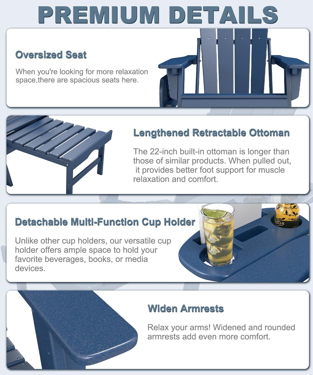 Adjustable Adirondack Chair Set of 2 with Ottoman B91994