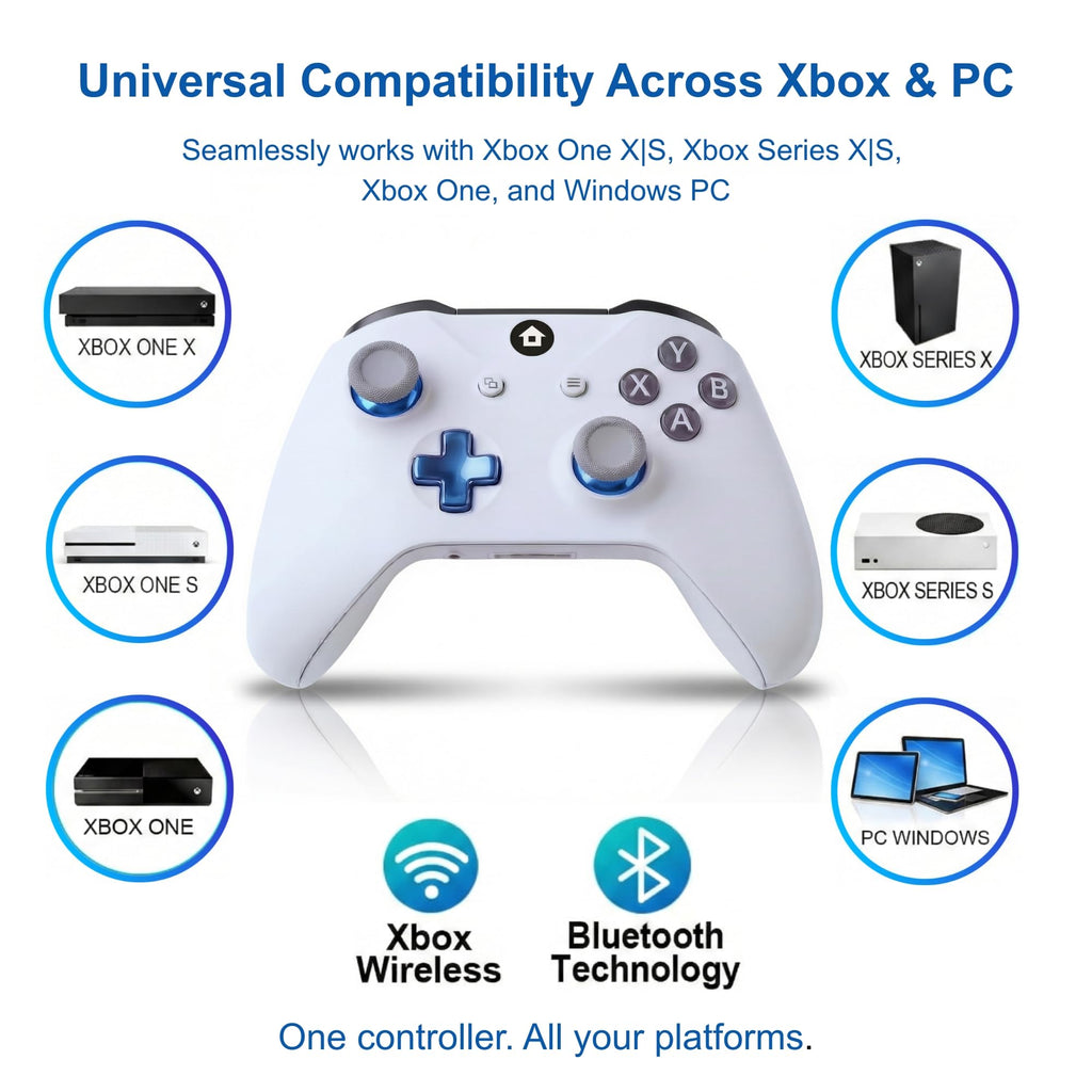 Wireless Controller for Xbox and PC with 1400mAh Battery, White H1114