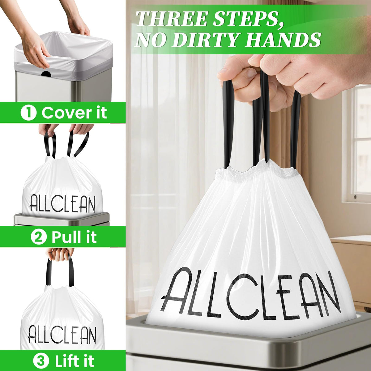 15 Gallon Drawstring Tall Kitchen Trash Bags S465