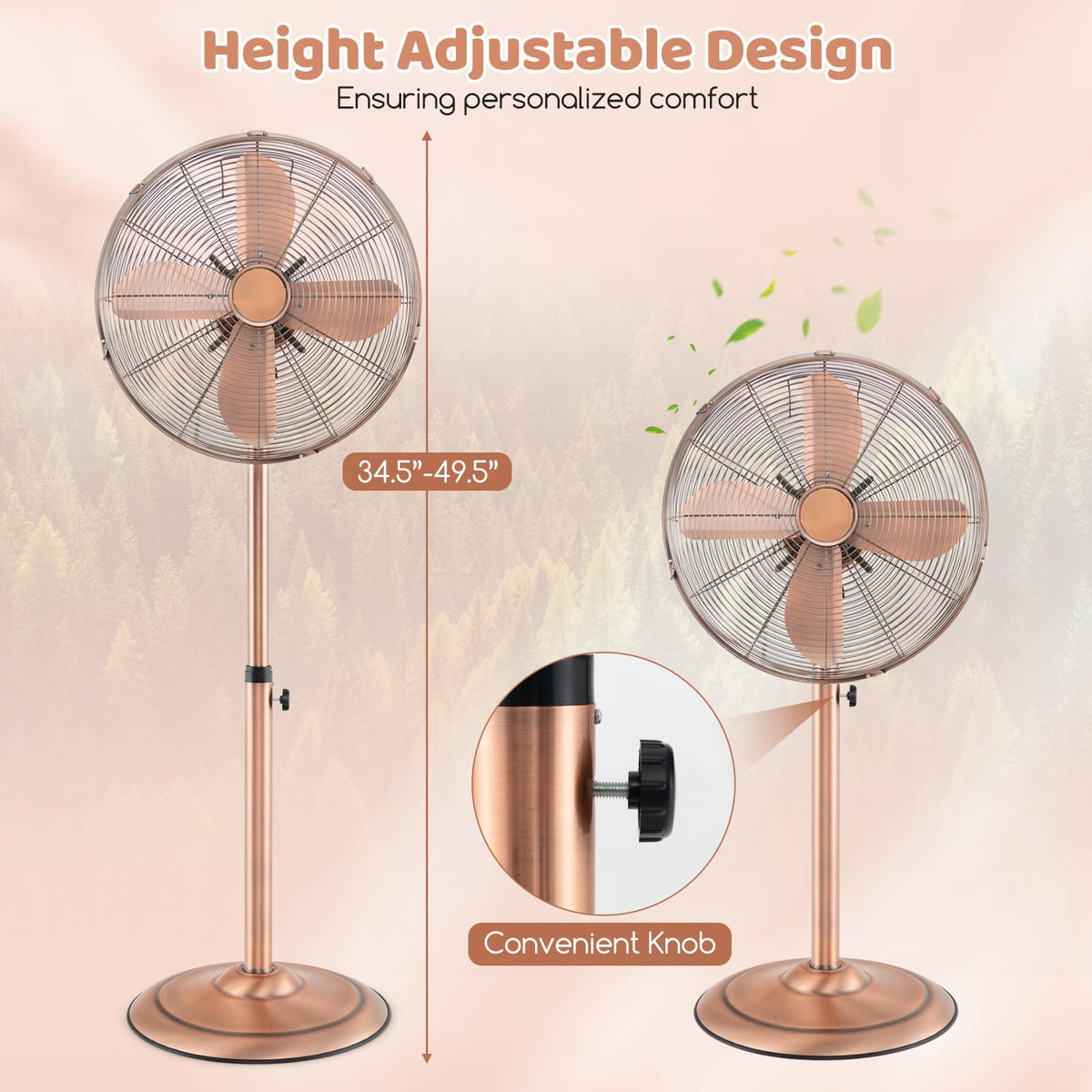 16" Metal Pedestal Fan with Adjustable Height H714517