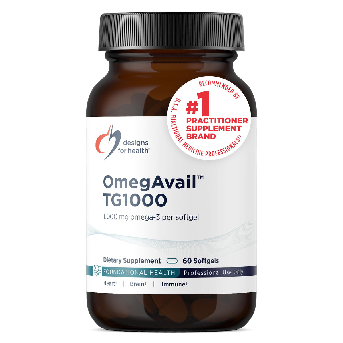 1000mg Omega-3 Fish Oil Softgels Lemon Flavor 60 Softgels C940