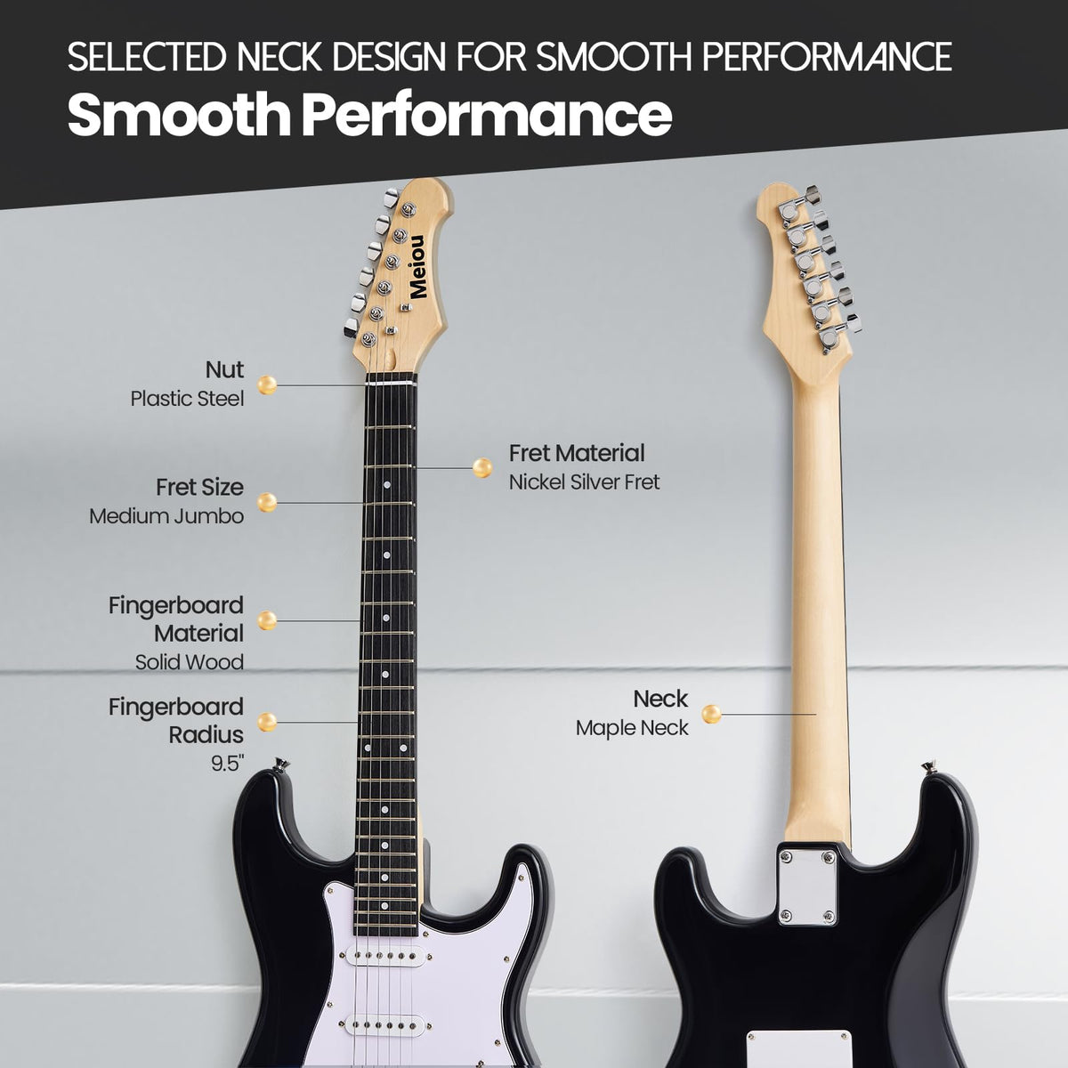 39-Inch Electric Guitar Starter Kit with Amp Black U3320