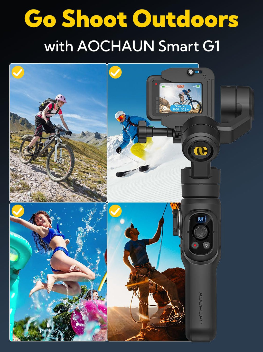 3-axis Handheld Gimbal Stabilizer with Extension Rod Y585945