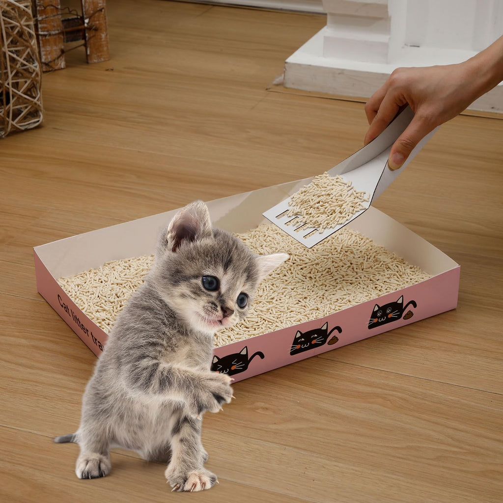 60 Pcs Disposable Cat Litter Boxes with Scoops J5904