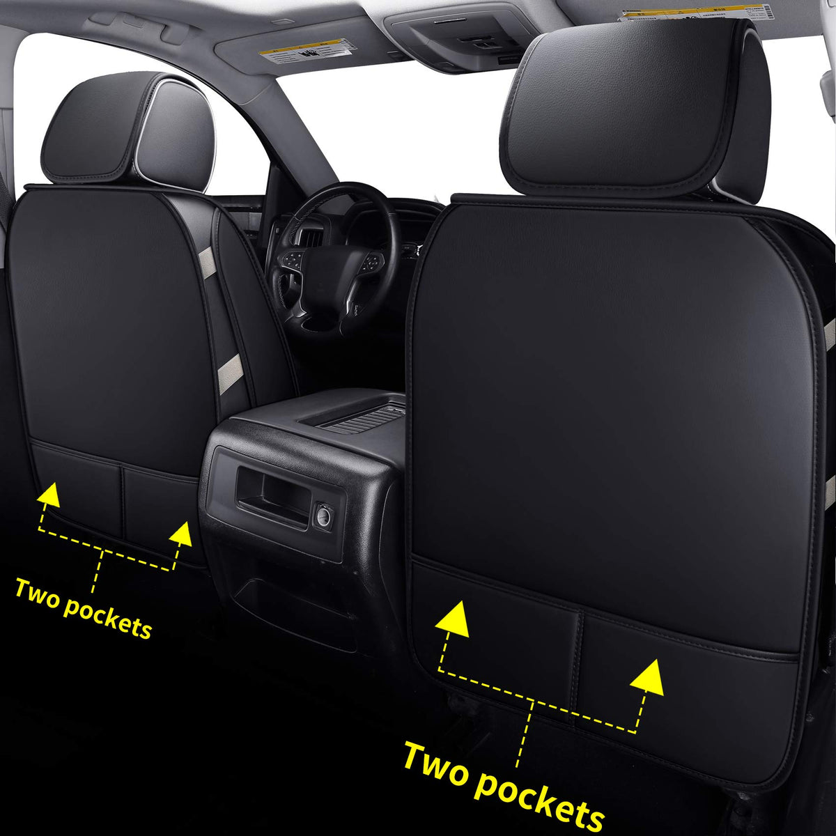 Black Faux Leather Full Set Seat Covers B8397