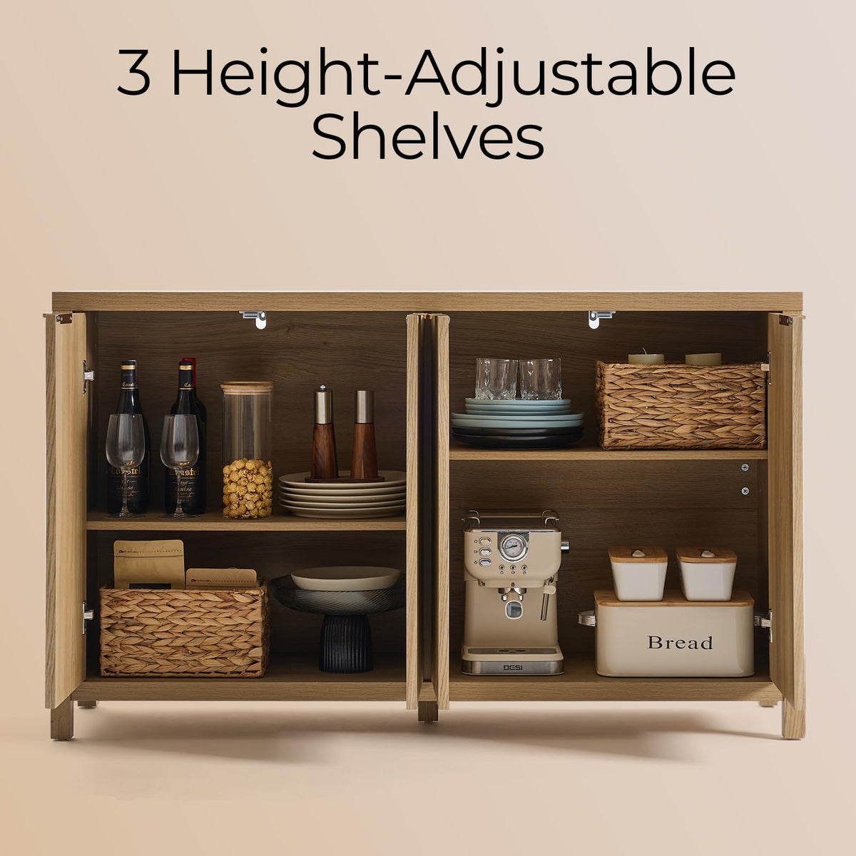 56" Golden Oak Buffet Cabinet G622085
