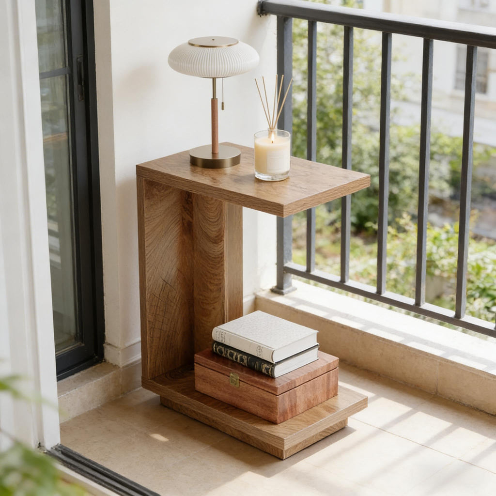 C-Shaped Side Table with Hidden Storage D69734