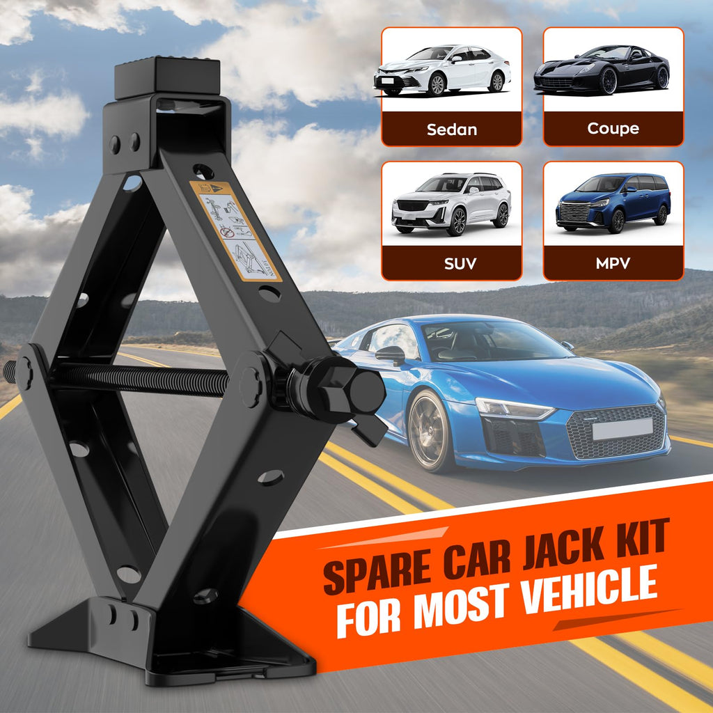 3 Ton Portable Scissor Jack with Lug Wrench B5470