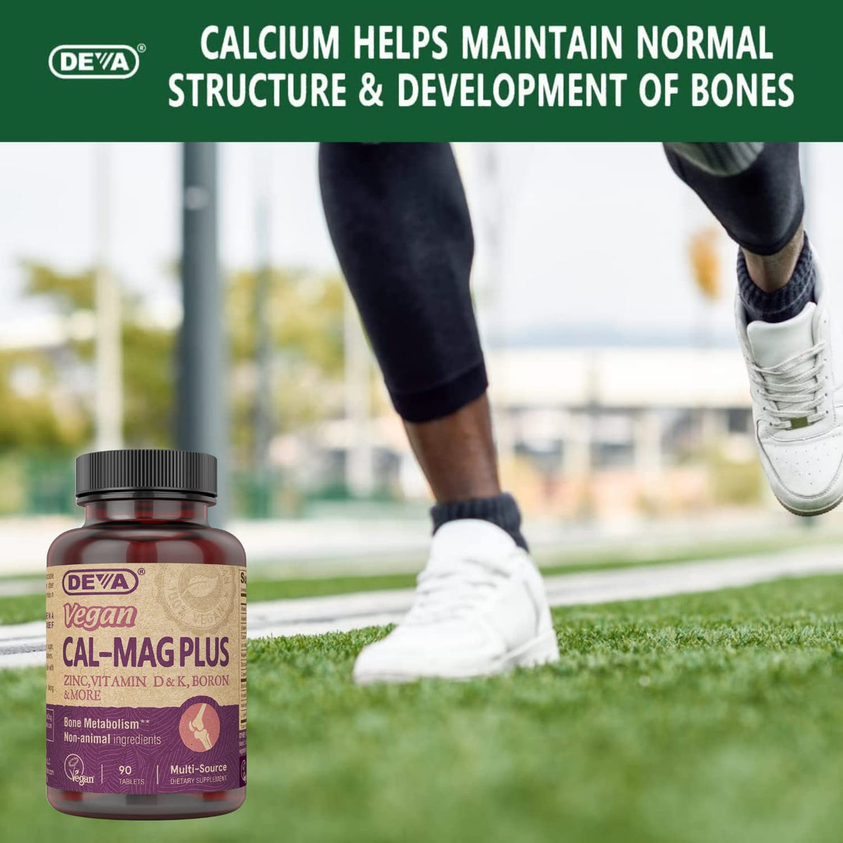 Vegan Calcium Magnesium Supplement with Zinc 90 Tablets H831