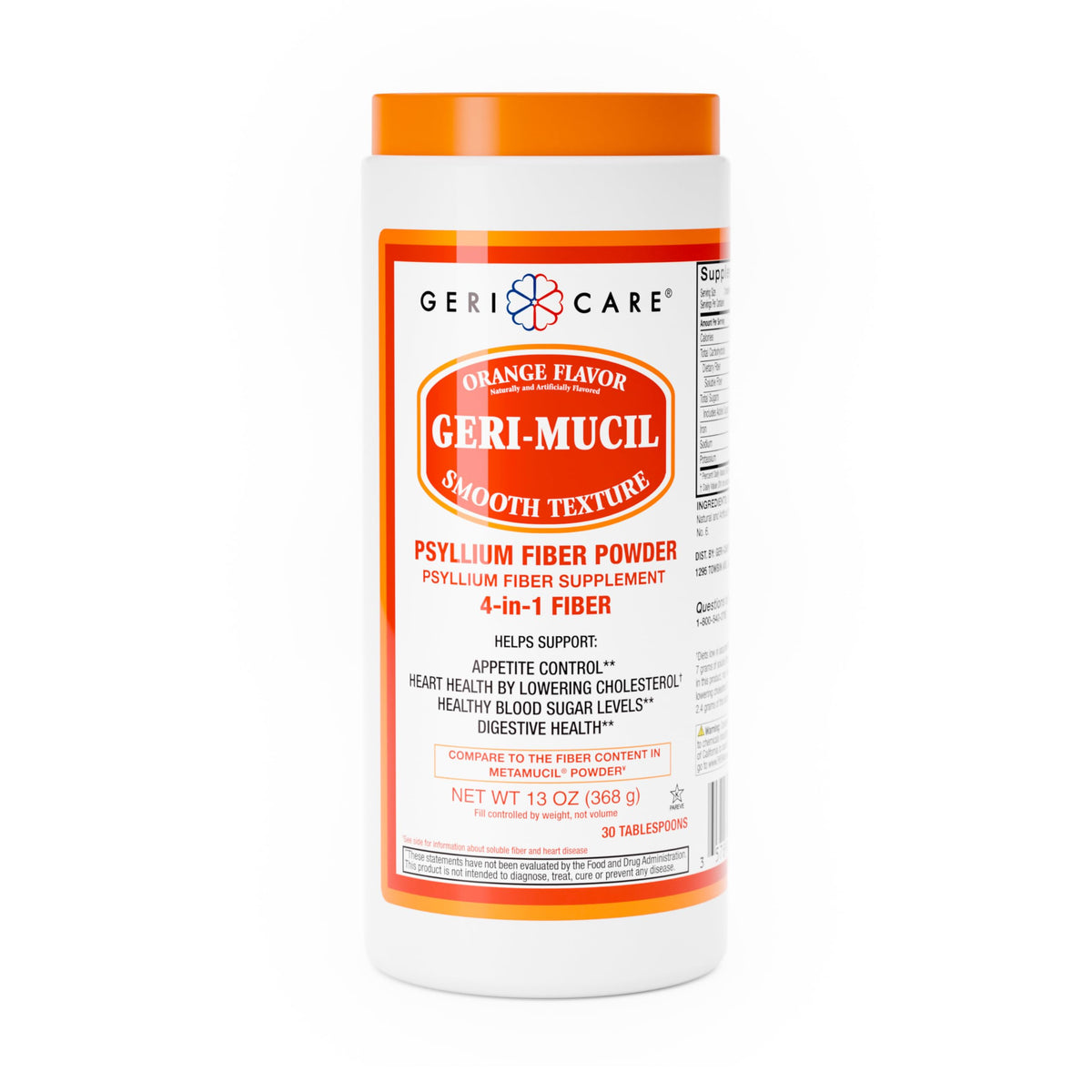 Orange-Flavor Psyllium Husk Fiber Powder 13oz U654