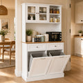 68.4" White Kitchen Pantry Storage Cabinet with Shelf, 2 Drawers and Tilt Out Trash Cabinet P33332