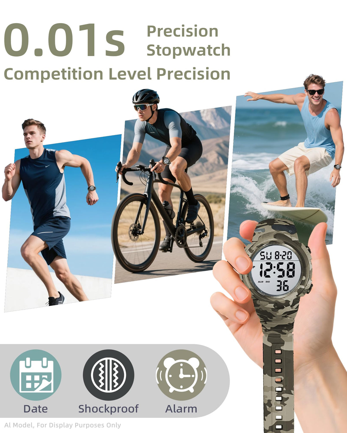 Digital Watch Mens Waterproof Sport Wristwatch Q2499