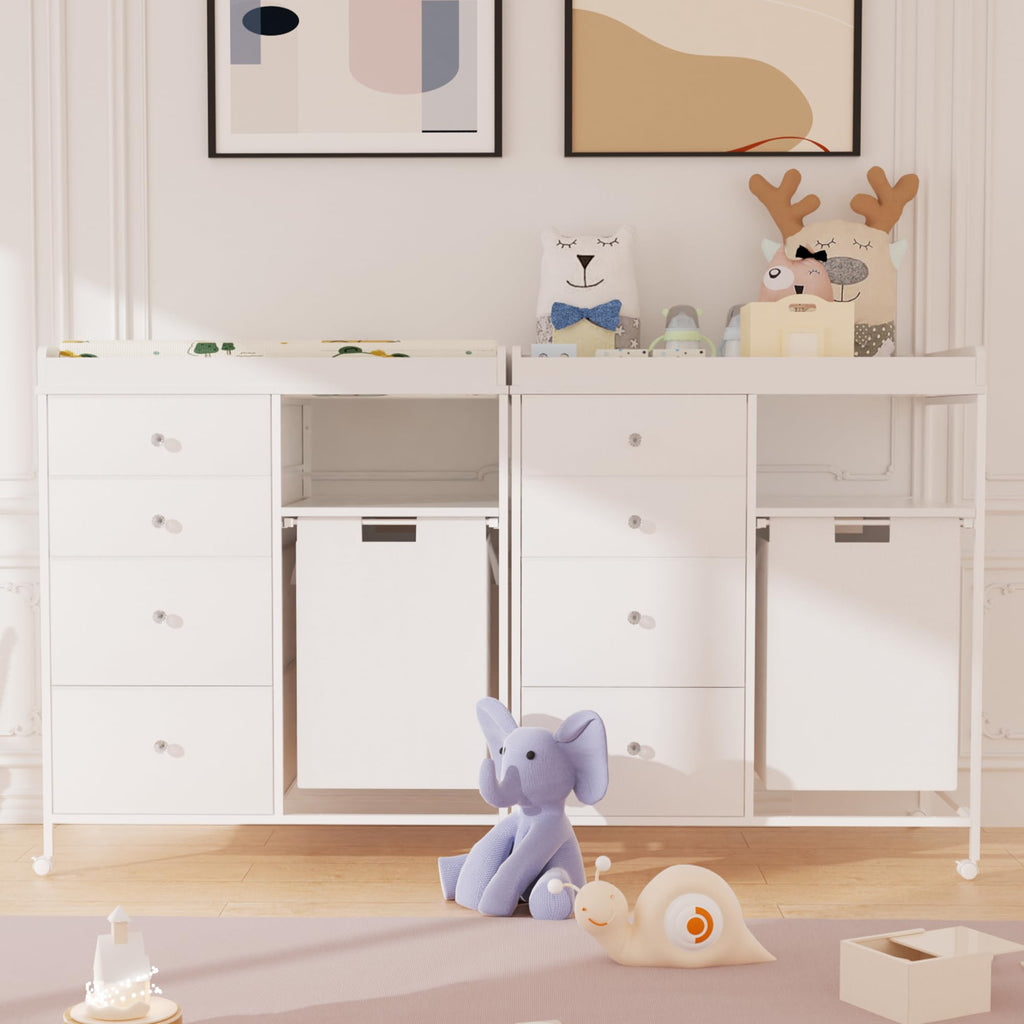 Diaper Changing Station with Wheels and Laundry Hamper F385897