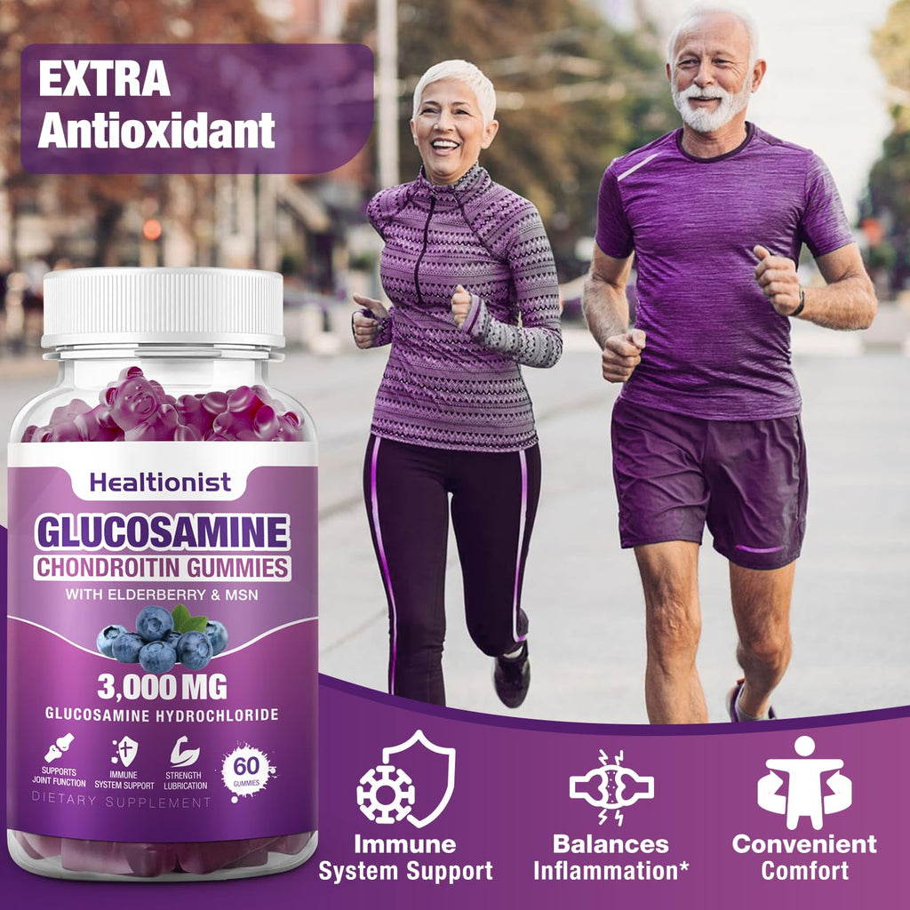 3000mg Glucosamine Chondroitin Gummies with MSM & Elderberry 120 Cts W7581