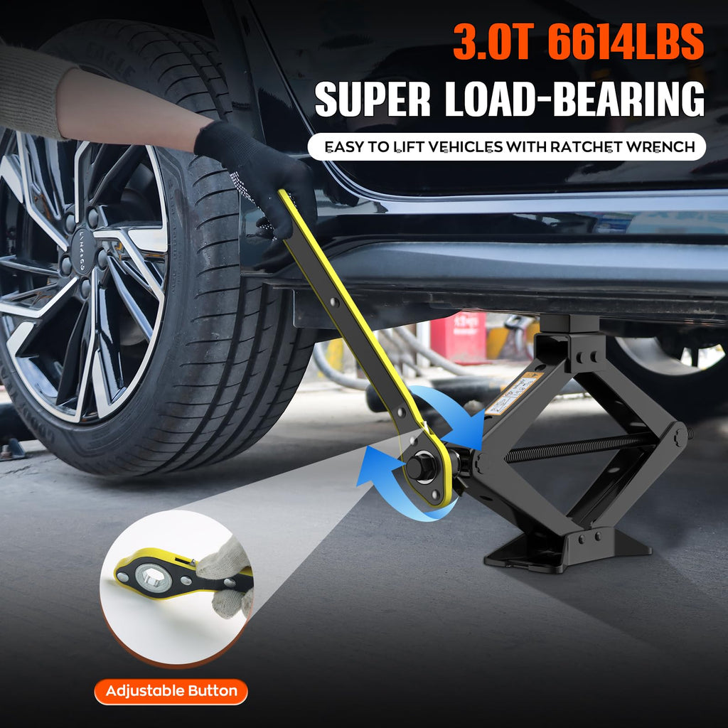 3 Ton Portable Scissor Jack with Lug Wrench B5470