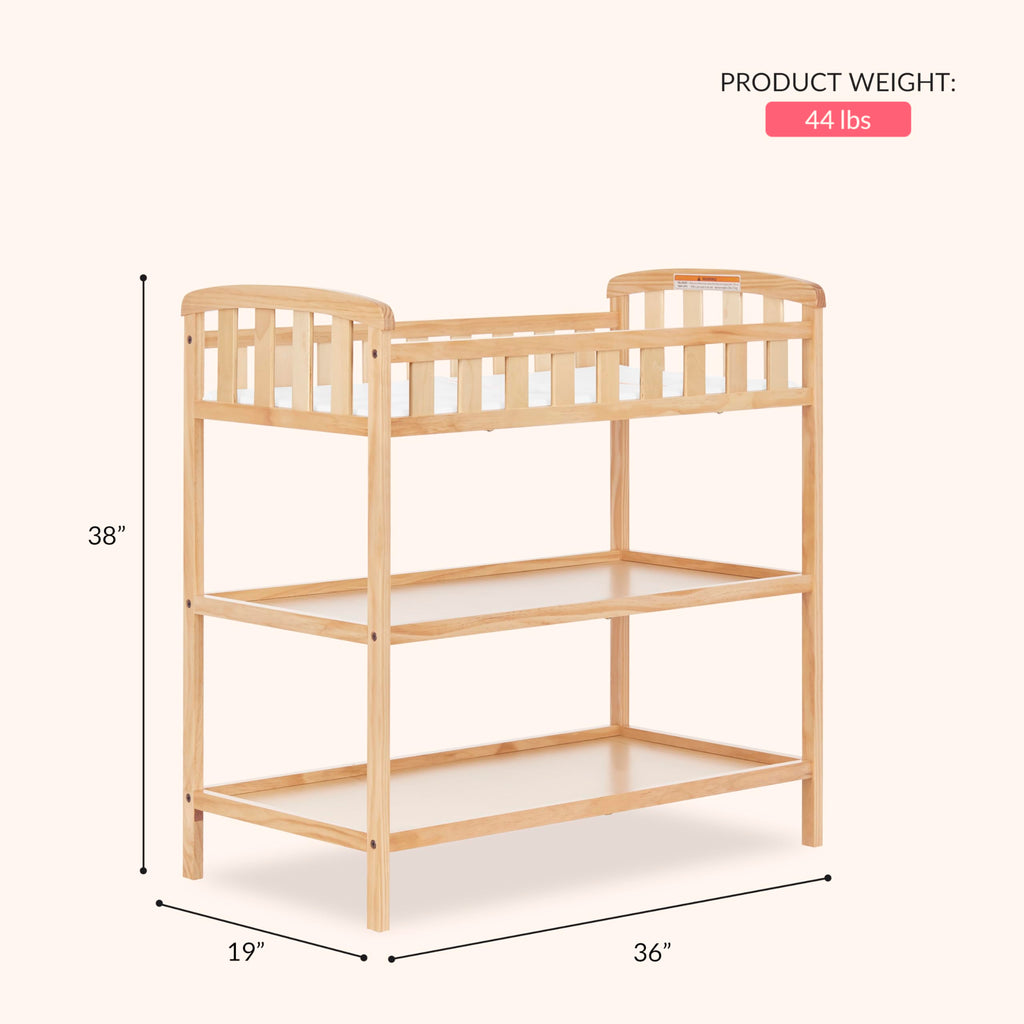 Compact Portable Pinewood Changing Table with Safety Rails W489