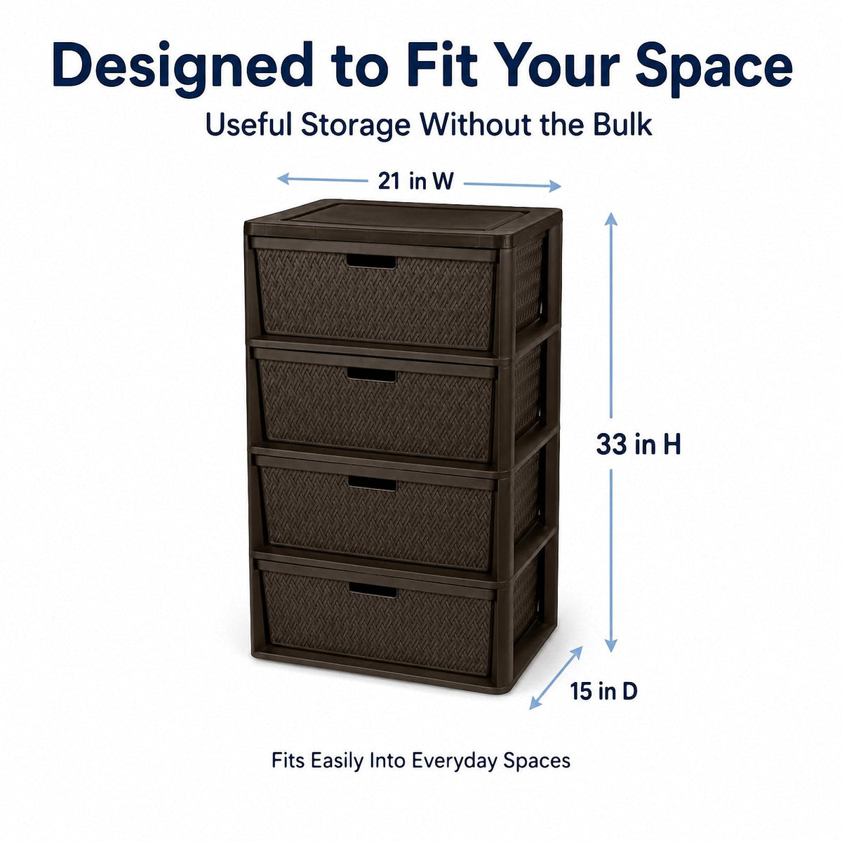 4 Drawer Brown Plastic Storage Tower K9775