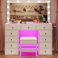 45" Large White Vanity Desk with RGB Lighting Y1296