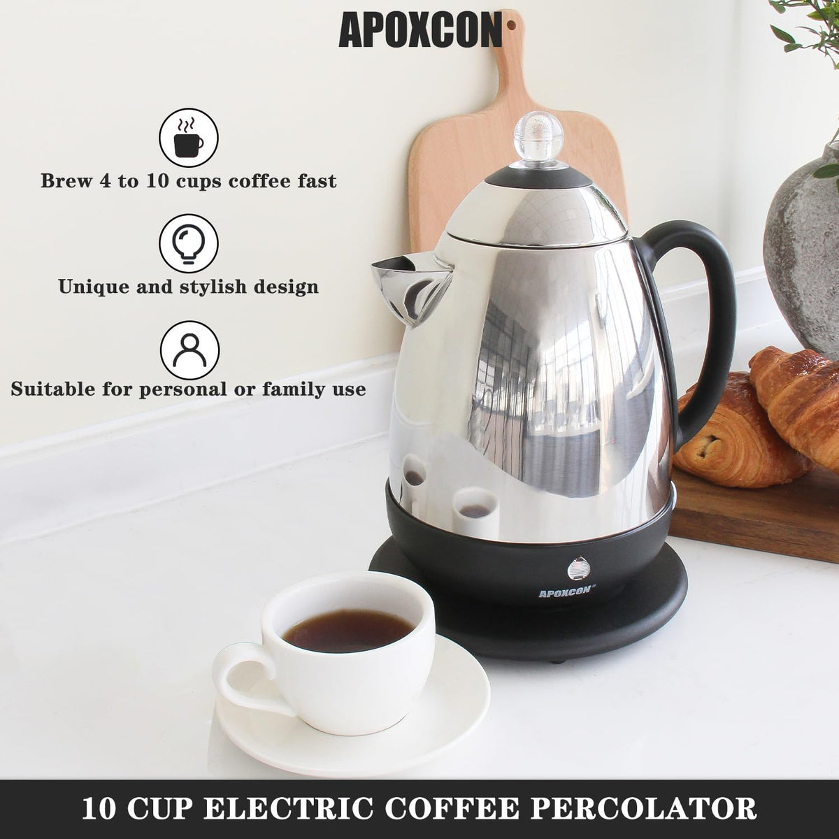 Electric Stainless Steel Coffee Percolator 10 Cup V98011