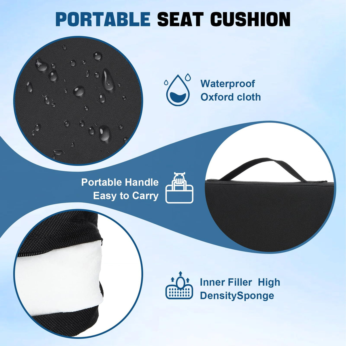 2 Pcs Stadium Seat Cushions with Handle U3958