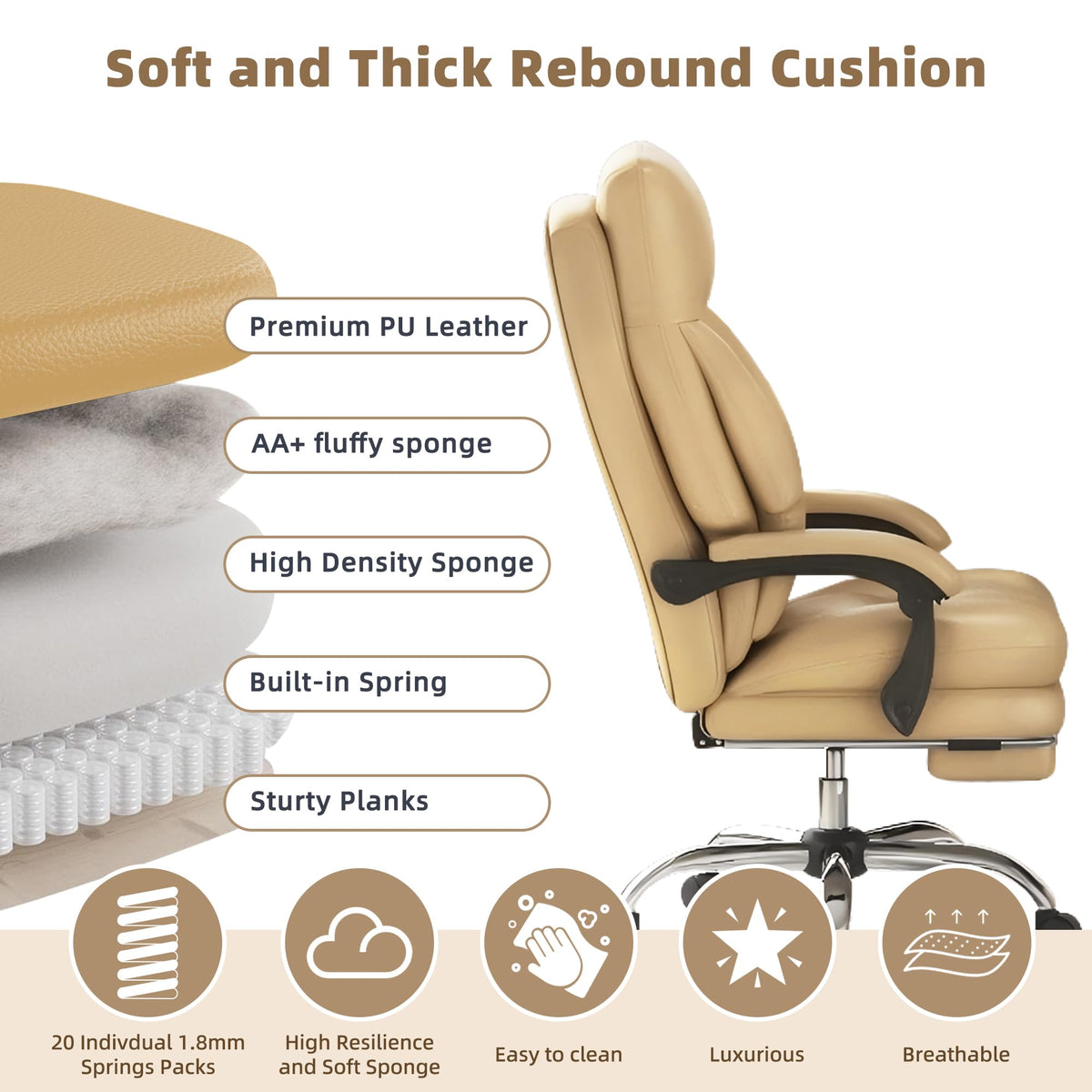 High Back Computer Chair with Soft Cushion K323
