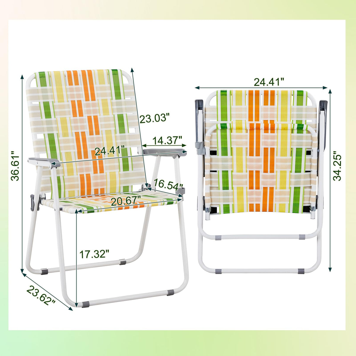 2 Pcs Lightweight Folding Beach Chairs with Armrests S28334