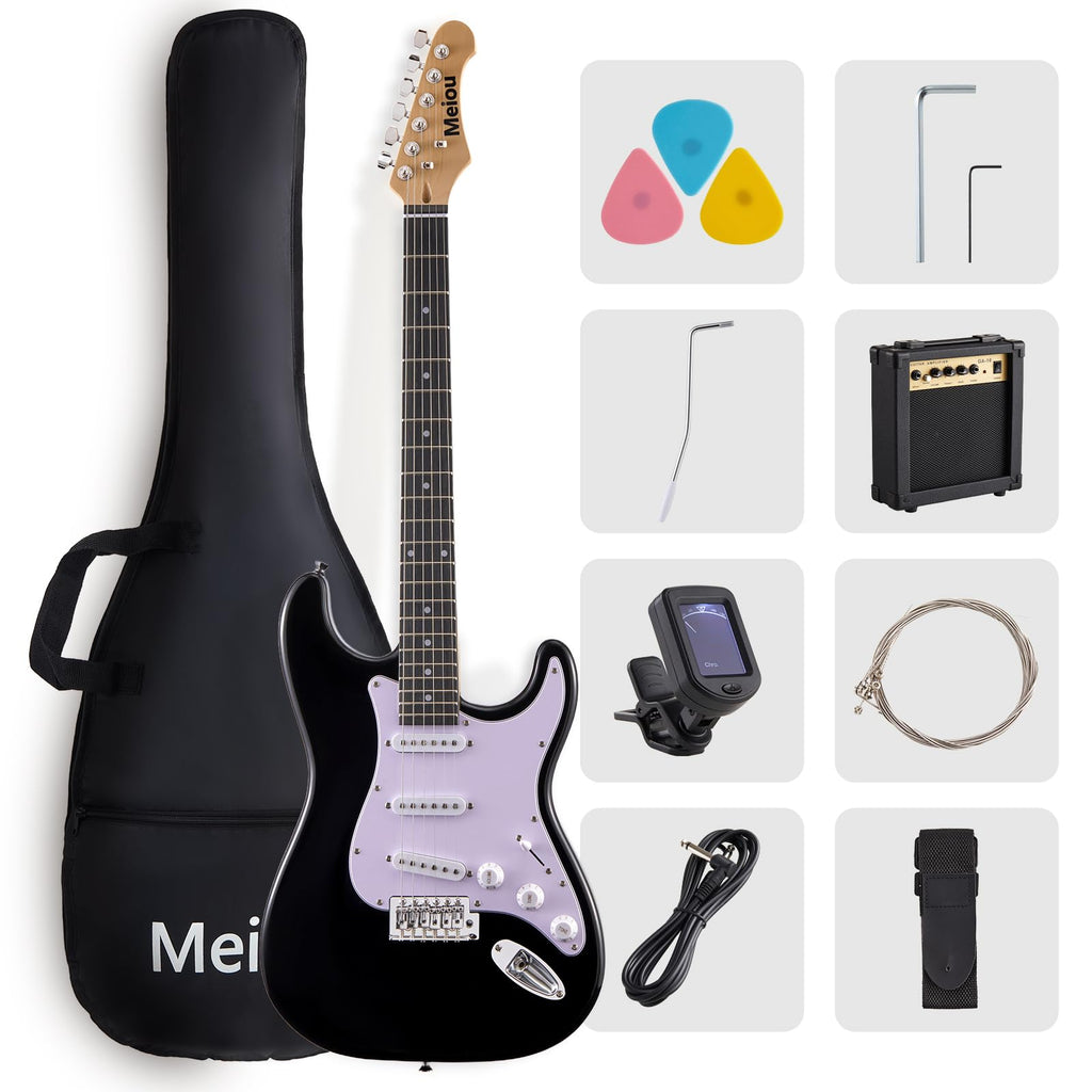 39-Inch Electric Guitar Starter Kit with Amp Black U3320