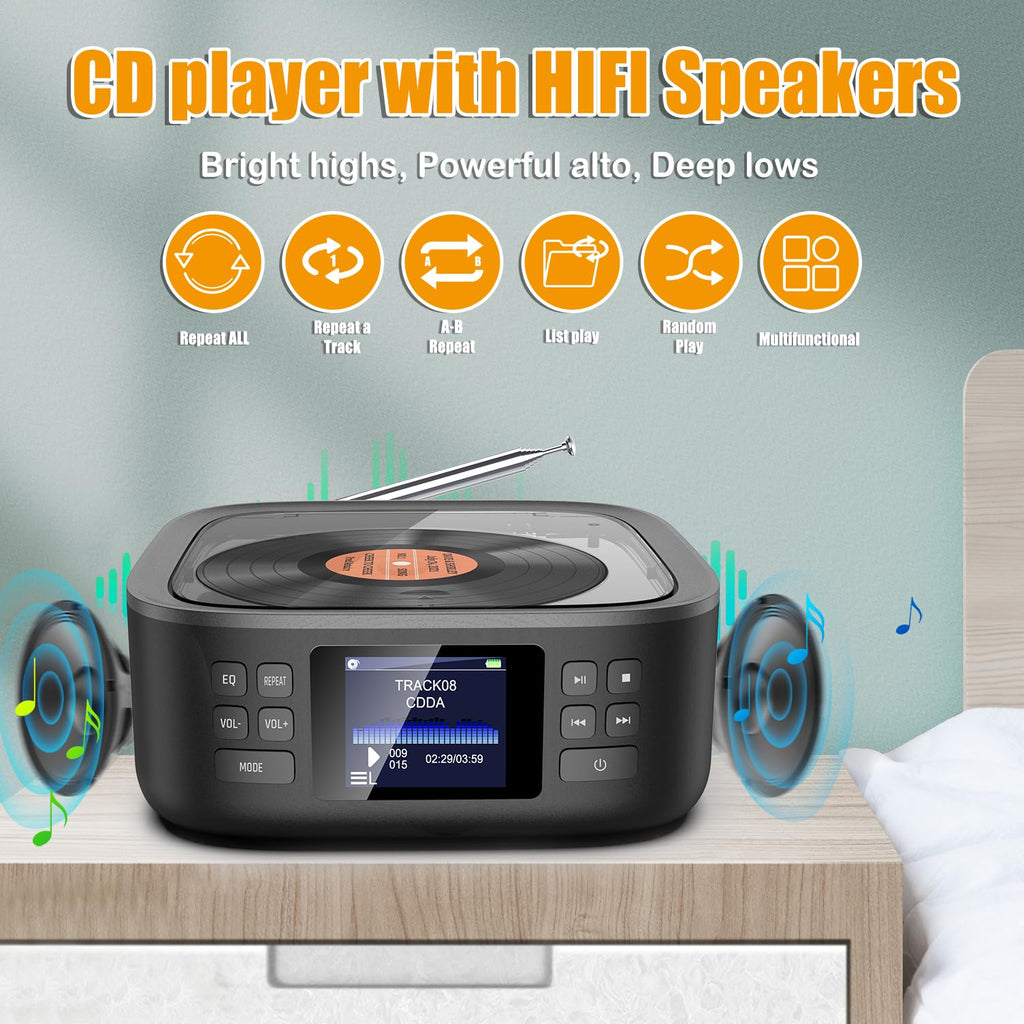 Portable CD Player with Bluetooth and Speakers E46593