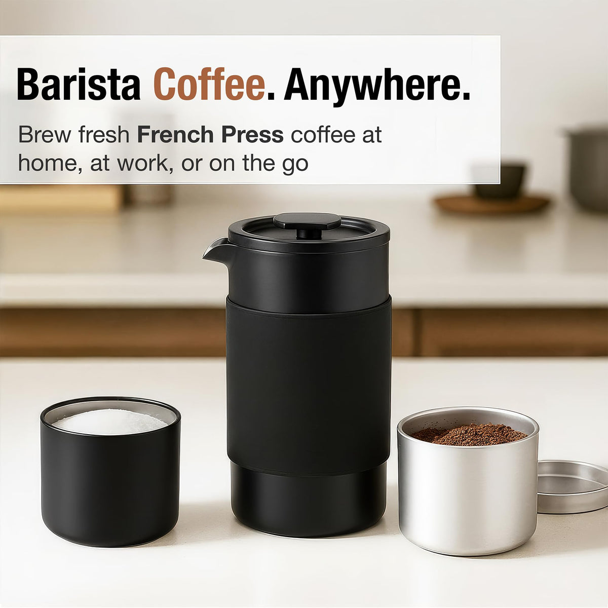 12 oz Double Wall Insulated Travel French Press Coffee Maker Set R738517
