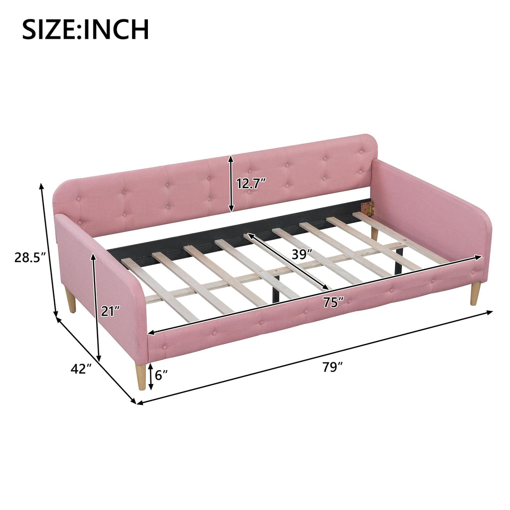 Twin Linen Upholstered Daybed Sofa Bed with Button Tufted Design H821509