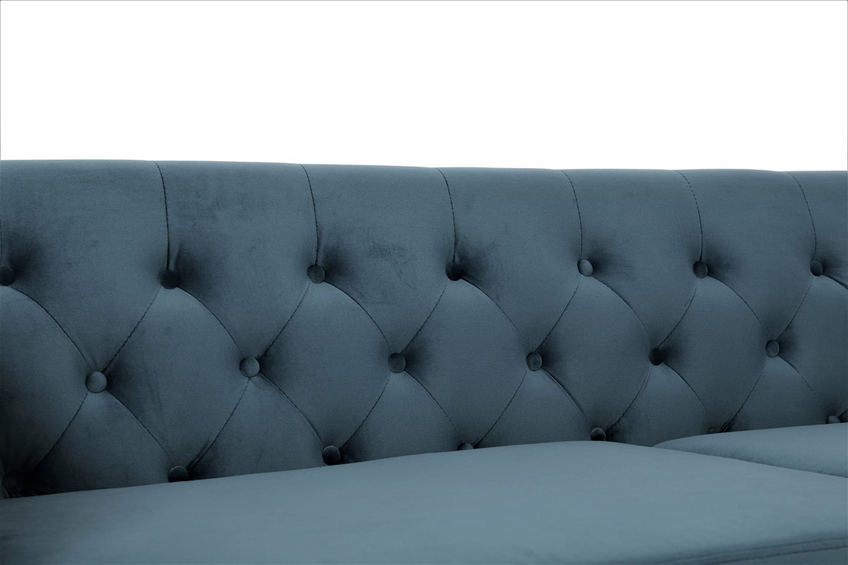 Prussian Blue Velvet Three Seater Sofa N4854