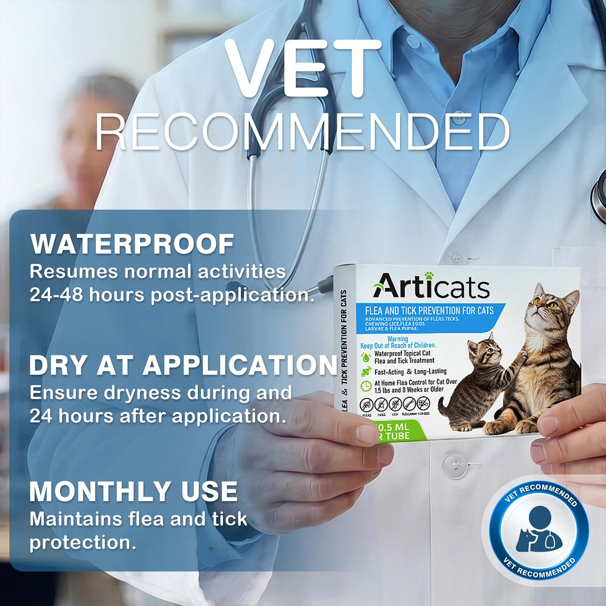 Flea and Tick Prevention for Cats & Kittens, Topical Cat Flea and Tick Treatment 6-Dose V450779