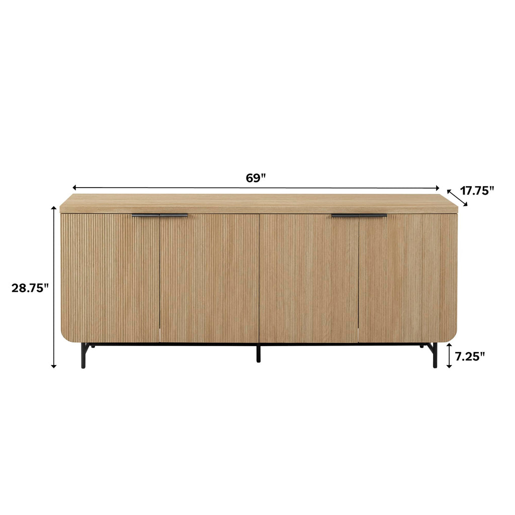 69 Inch Coastal Oak Sideboard Buffet E298430