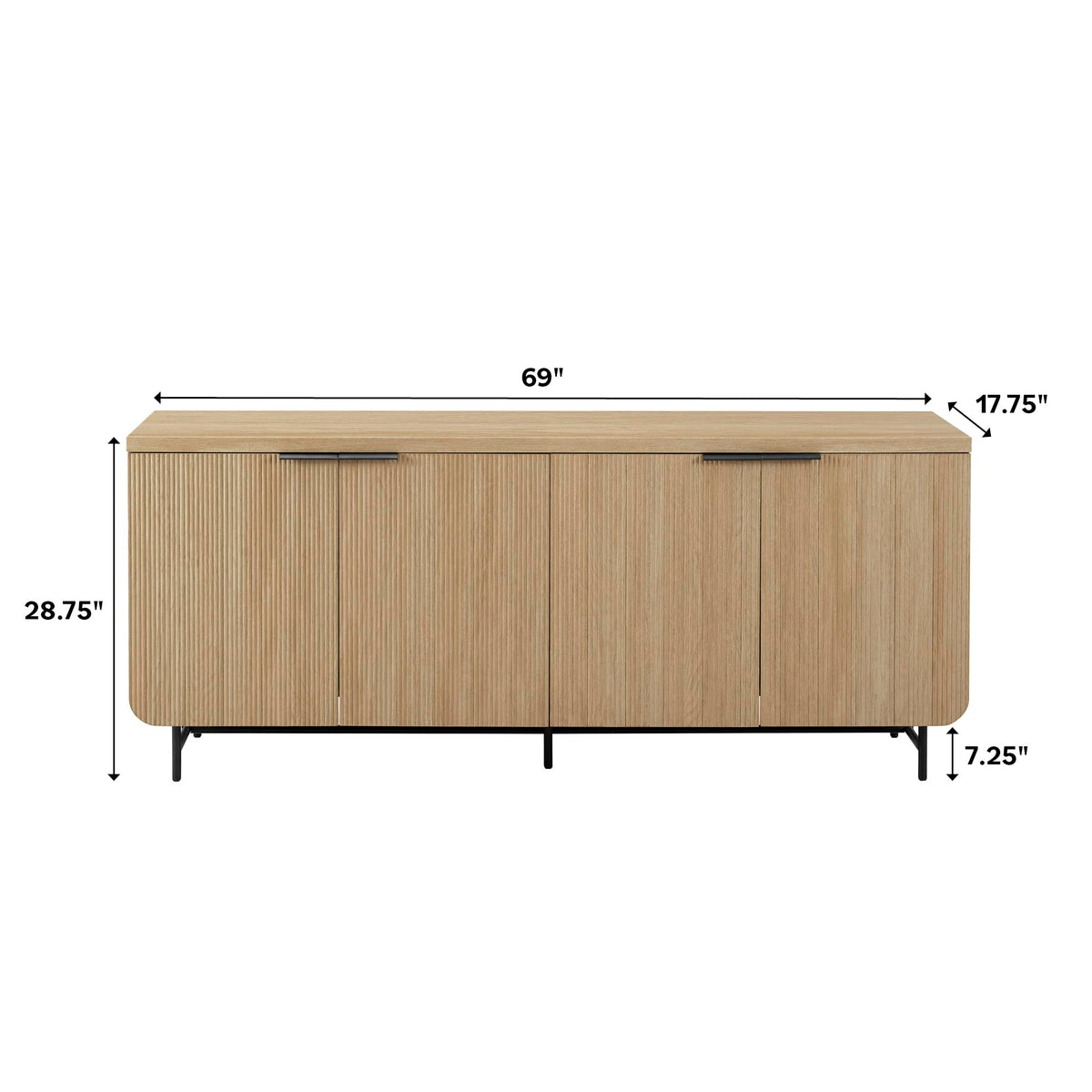 69 Inch Coastal Oak Sideboard Buffet E298430