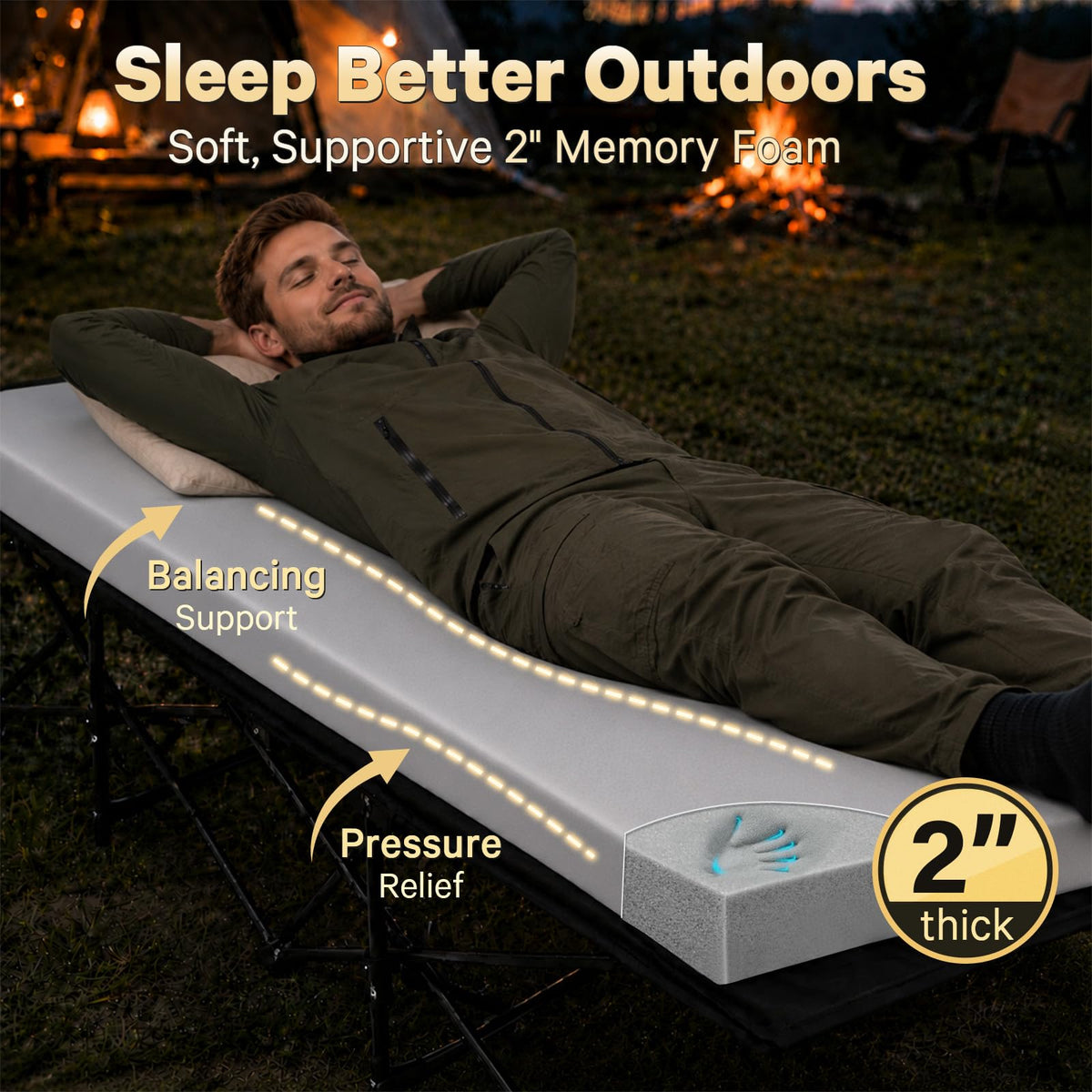 2 Inch Memory Foam Camping Cot Pad Q524372