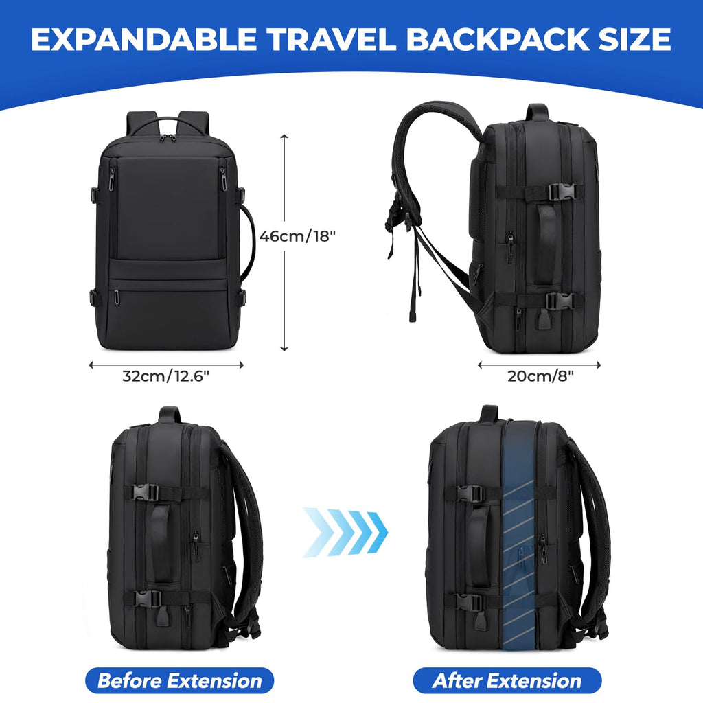 Carry On Travel Backpack Black E23387