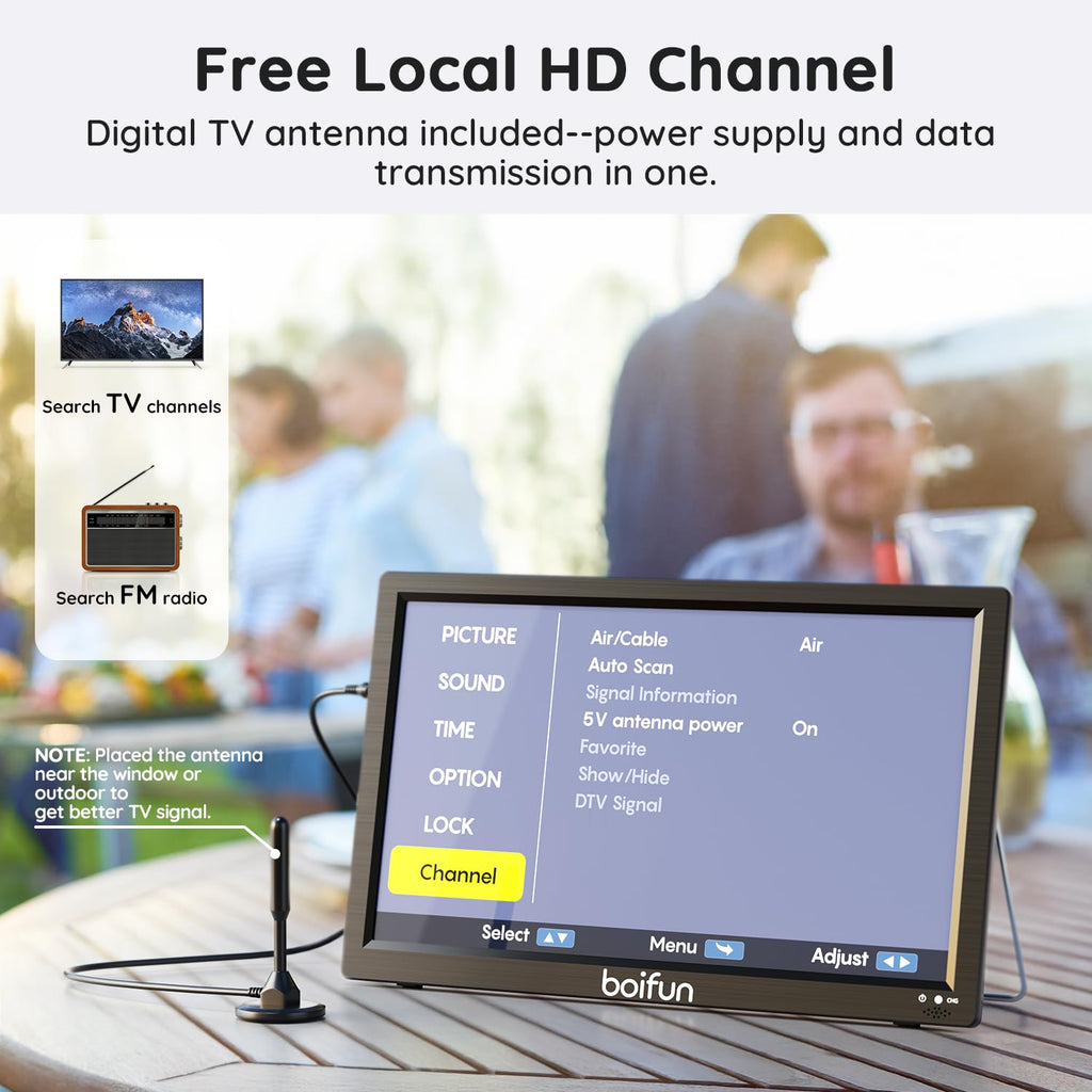 15.6" Portable TV DVD Combo with Antenna, FM Radio, 5000mAh Battery, Black N584792
