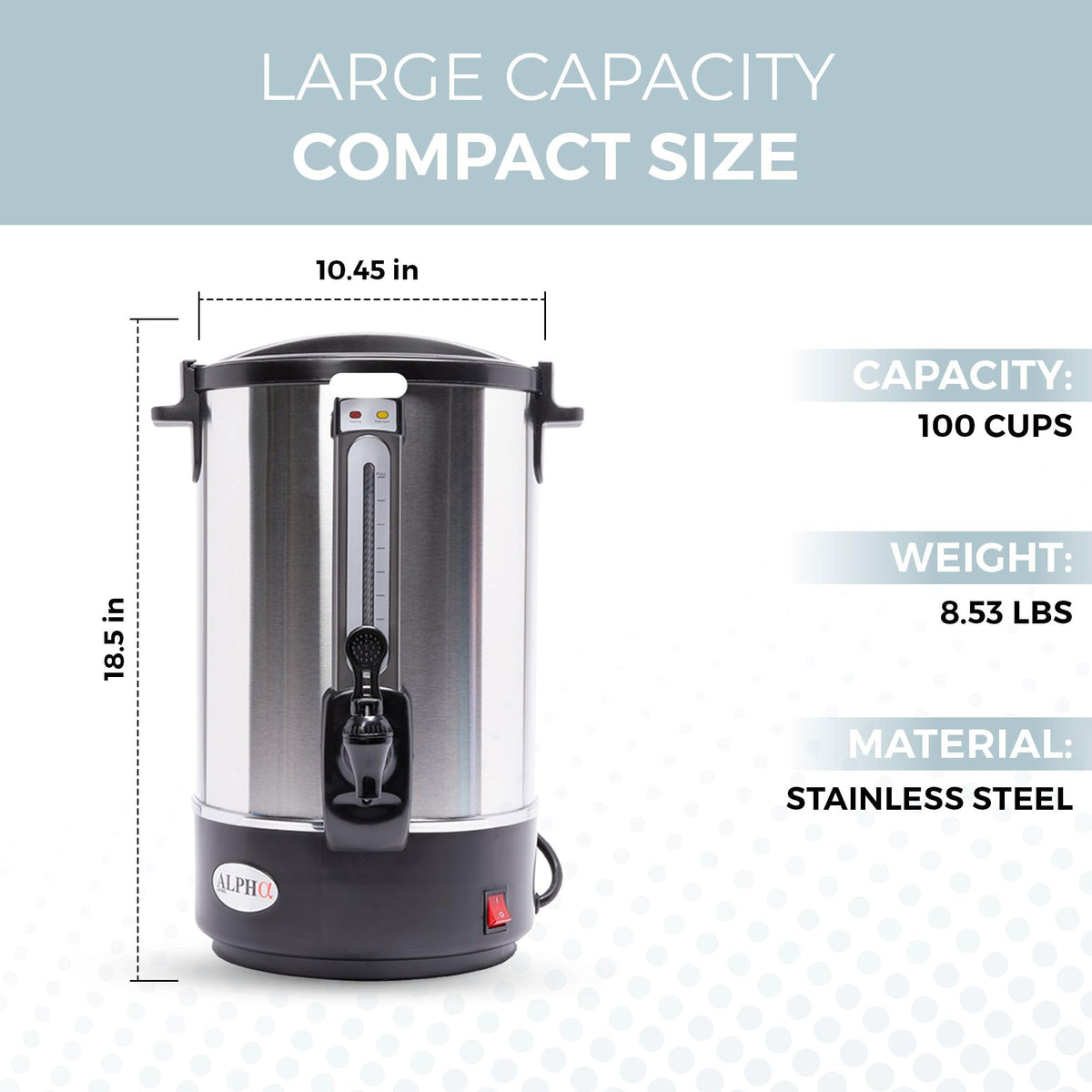 100 Cups Stainless Steel Electric Coffee Urn O10074